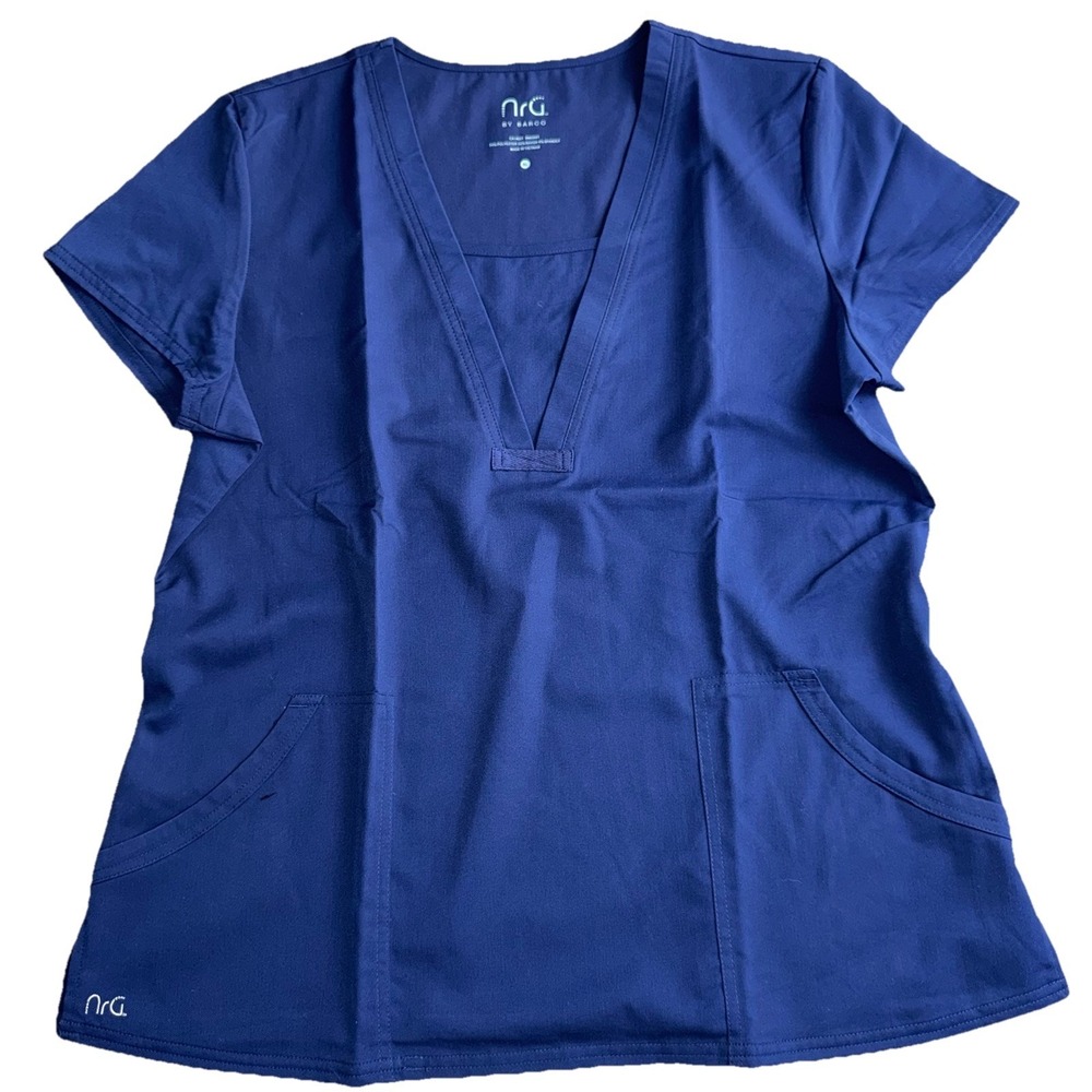 NRG By Barco Women's Scrub Top Navy Blue Size XL V Neck